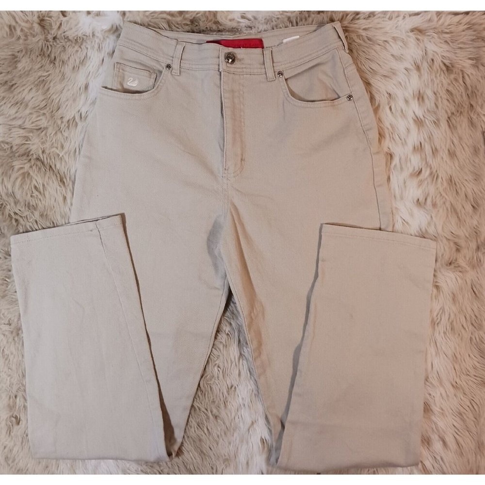 Gloria Vanderbilt Amanda Women's Size 10 Beige Tapered Light Wash Stretch Jeans